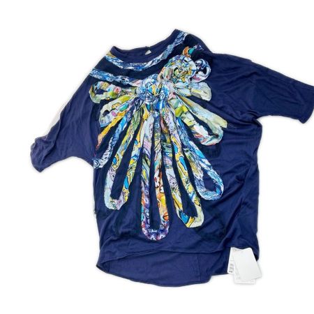  ITALIYA イタリヤ 伊太利屋 チュニック 11号 カラフルリボンレース タグ付 レディース ネイビー