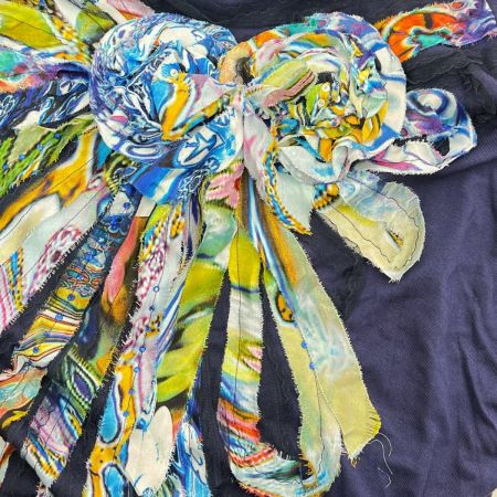  ITALIYA イタリヤ 伊太利屋 チュニック 11号 カラフルリボンレース タグ付 レディース ネイビー