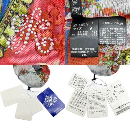  ITALIYA イタリヤ 伊太利屋 カットソー 9号 レーシータートルカーデ風 レディース  レッド×グレー