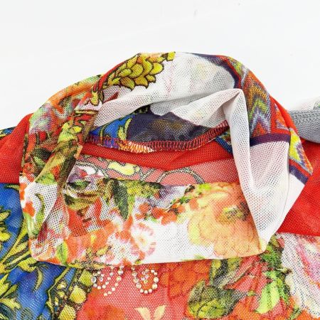  ITALIYA イタリヤ 伊太利屋 カットソー 9号 レーシータートルカーデ風 レディース  レッド×グレー