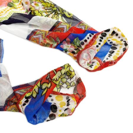  ITALIYA イタリヤ 伊太利屋 カットソー 9号 レーシータートルカーデ風 レディース  レッド×グレー