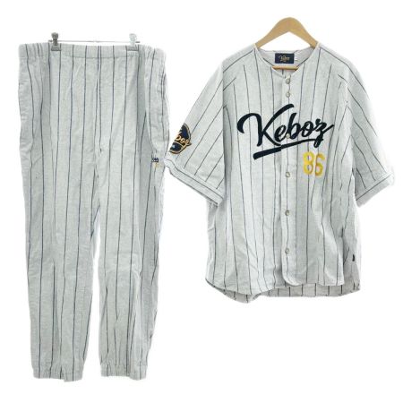  Keboz ケボズ セットアップ Lサイズ ストライプ ベースボール ワッペン  219-1037 ライトグレー