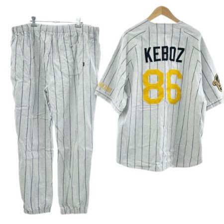  Keboz ケボズ セットアップ Lサイズ ストライプ ベースボール ワッペン  219-1037 ライトグレー