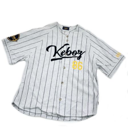  Keboz ケボズ セットアップ Lサイズ ストライプ ベースボール ワッペン  219-1037 ライトグレー