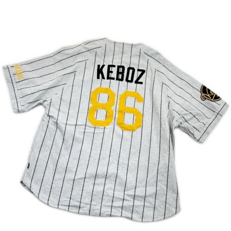  Keboz ケボズ セットアップ Lサイズ ストライプ ベースボール ワッペン  219-1037 ライトグレー