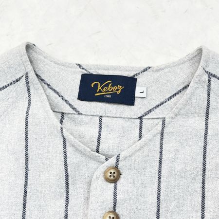  Keboz ケボズ セットアップ Lサイズ ストライプ ベースボール ワッペン  219-1037 ライトグレー