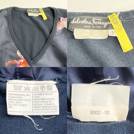  Salvatore Ferragamo サルヴァトーレフェラガモ カットソー 半袖 花 レディース ネイビー