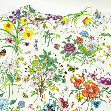  GUCCI グッチ Tシャツ 半袖シャツ Sサイズ 花柄 蝶 昆虫 レディース ホワイト