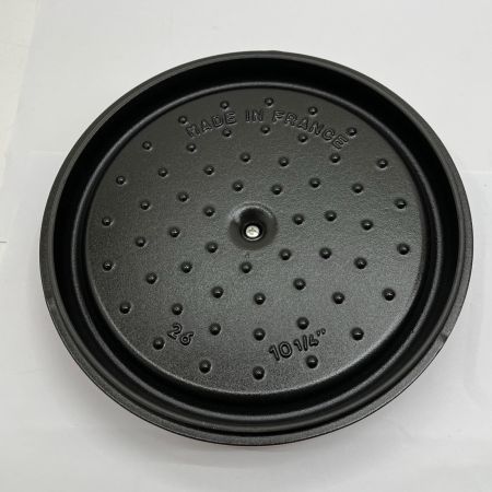 STAUB ストウブ 両手鍋 シャローココットラウンド 26cm ミトン付 4L チェリー