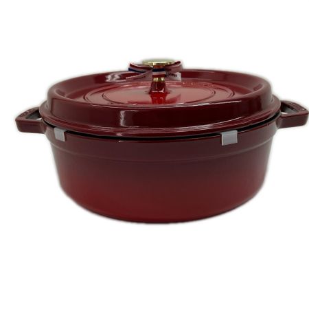  STAUB ストウブ 両手鍋 シャローココットラウンド 26cm ミトン付 4L チェリー