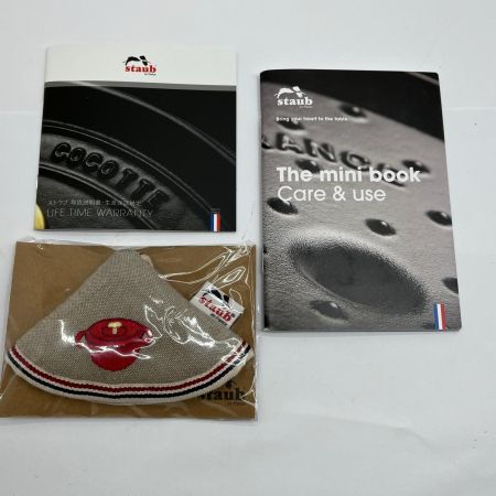  STAUB ストウブ 両手鍋 シャローココットラウンド 26cm ミトン付 4L チェリー