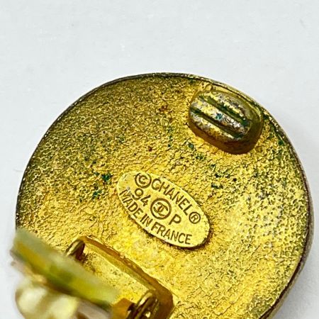  CHANEL シャネル ココマーク イヤリング 94 P 変色・スレ有 ゴールド×ブラック