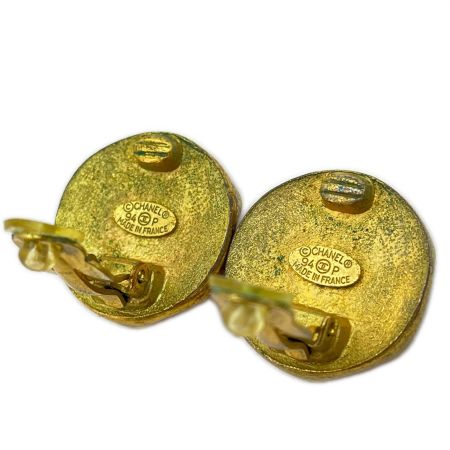  CHANEL シャネル ココマーク イヤリング 94 P 変色・スレ有 ゴールド×ブラック