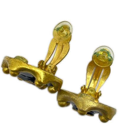  CHANEL シャネル ココマーク イヤリング 94 P 変色・スレ有 ゴールド×ブラック