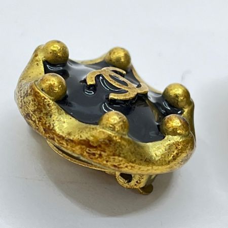  CHANEL シャネル ココマーク イヤリング 94 P 変色・スレ有 ゴールド×ブラック