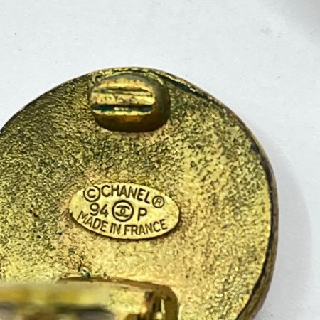  CHANEL シャネル ココマーク イヤリング 94 P 変色・スレ有 ゴールド×ブラック