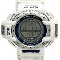 ◆◆ CASIO カシオ 腕時計 クォーツ PRO TREK クォーツ 本体のみ ナイロン ホワイト 白 PRT-40 Aランク