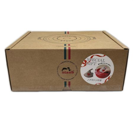  STAUB ストウブ 両手鍋 シャローココットラウンド 26cm ミトン付 4L チェリー