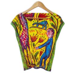 ◆◆ ISSEY MIYAKE イッセイミヤケ PLEATSPLEASE プリントカットソー サイズ3 レディース PP14JK241 イエロー Aランク