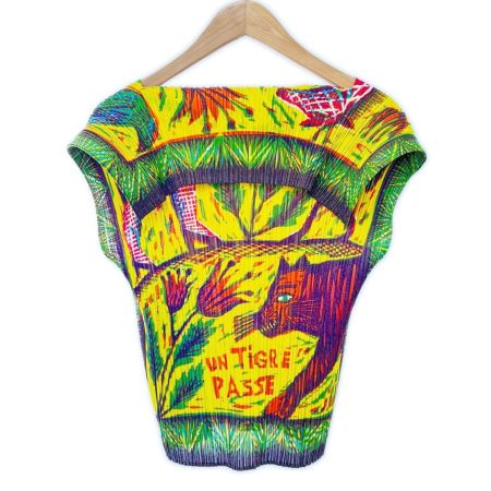  ISSEY MIYAKE イッセイミヤケ PLEATSPLEASE プリントカットソー サイズ3 レディース PP14JK241 イエロー