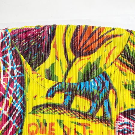  ISSEY MIYAKE イッセイミヤケ PLEATSPLEASE プリントカットソー サイズ3 レディース PP14JK241 イエロー