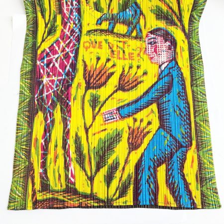  ISSEY MIYAKE イッセイミヤケ PLEATSPLEASE プリントカットソー サイズ3 レディース PP14JK241 イエロー