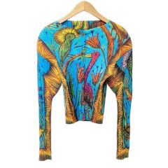  ISSEY MIYAKE イッセイミヤケ PLEATSPLEASE プリーツシャツ サイズ3 レディース PP14JD244 ブルー Aランク