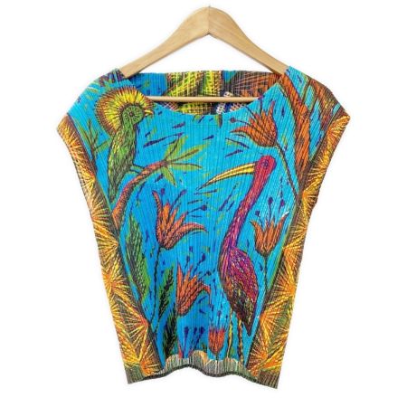  ISSEY MIYAKE イッセイミヤケ カットソー size3 PLEATSPLEASE レディース PP14JK241 ブルー