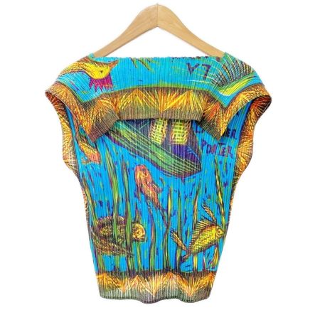  ISSEY MIYAKE イッセイミヤケ カットソー size3 PLEATSPLEASE レディース PP14JK241 ブルー