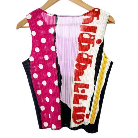  ISSEY MIYAKE イッセイミヤケ PLEATSPLEASE タンクトップ サイズ3 レディース PP31-JK901 ブラック×ピンク