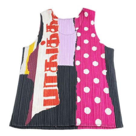  ISSEY MIYAKE イッセイミヤケ PLEATSPLEASE タンクトップ サイズ3 レディース PP31-JK901 ブラック×ピンク
