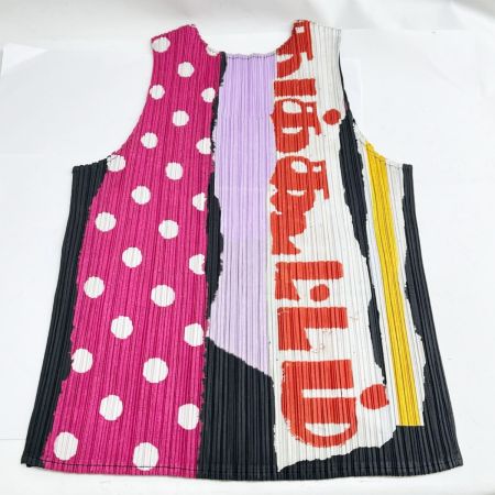  ISSEY MIYAKE イッセイミヤケ PLEATSPLEASE タンクトップ サイズ3 レディース PP31-JK901 ブラック×ピンク