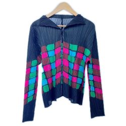 ◆◆ ISSEY MIYAKE イッセイミヤケ カラーブロック カーディガン サイズ3 レディース PP23-JO762 ブラック Bランク
