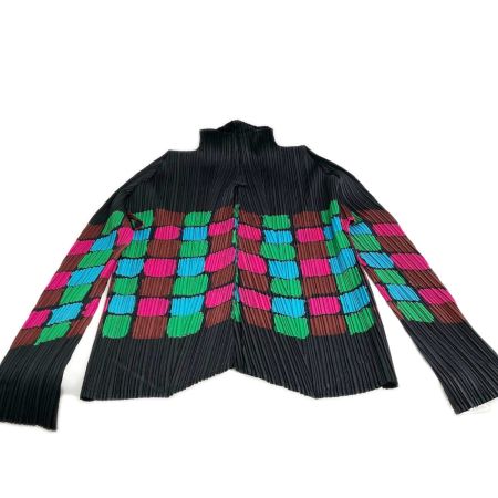  ISSEY MIYAKE イッセイミヤケ カラーブロック カーディガン サイズ3 レディース PP23-JO762 ブラック