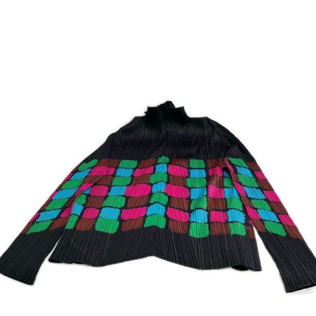 ISSEY MIYAKE イッセイミヤケ カラーブロック カーディガン サイズ3 レディース PP23-JO762 ブラック
