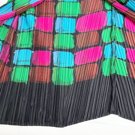  ISSEY MIYAKE イッセイミヤケ カラーブロック カーディガン サイズ3 レディース PP23-JO762 ブラック