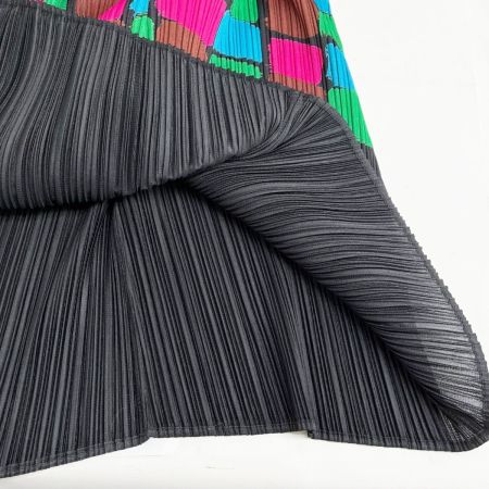  ISSEY MIYAKE イッセイミヤケ プリーツスカートカラーブロック PLEATSPLEASE size3 レディース PP23-JG763 ブラック