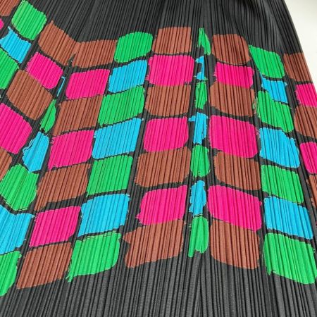  ISSEY MIYAKE イッセイミヤケ プリーツスカートカラーブロック PLEATSPLEASE size3 レディース PP23-JG763 ブラック