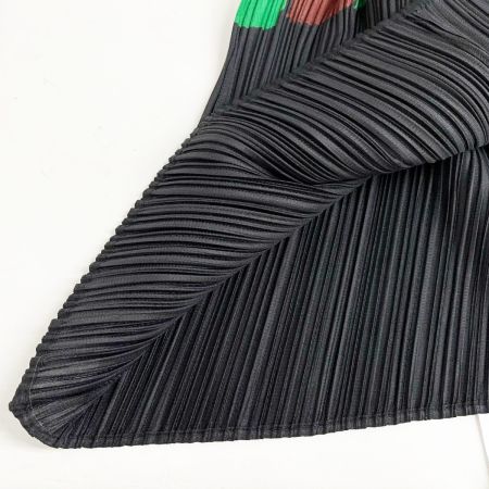  ISSEY MIYAKE イッセイミヤケ プリーツスカートカラーブロック PLEATSPLEASE size3 レディース PP23-JG763 ブラック