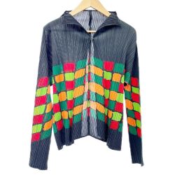 ◆◆ ISSEY MIYAKE イッセイミヤケ カーディガン サイズ3 レディース PP23-JO762 グレーグリーン Aランク