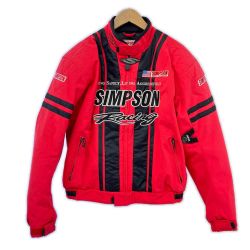◆◆ SIMPSON ライダースジャケット Lサイズ プロテクター入り レッド Bランク