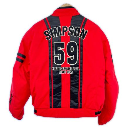 SIMPSON ライダースジャケット Lサイズ プロテクター入り レッド