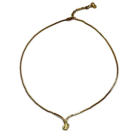  Christian Dior クリスチャンディオール CDロゴ ネックレス ゴールドメッキ 透明石1粒