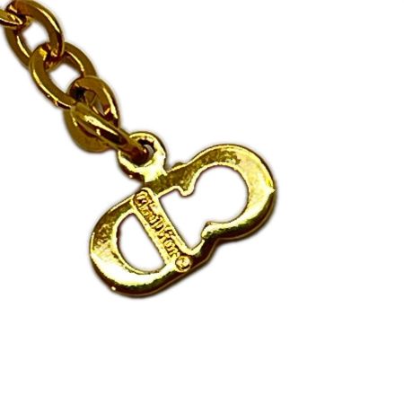 Christian Dior クリスチャンディオール CDロゴ ネックレス ゴールドメッキ 透明石1粒