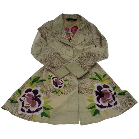  Desigual デジグアル コート サイズ40 21E2926 ベージュ x パープル x グリーン