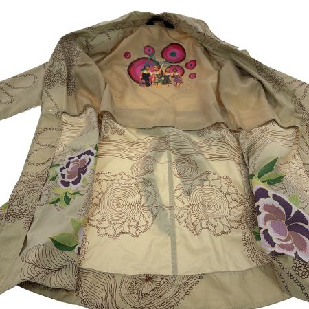 Desigual デジグアル コート サイズ40 21E2926 ベージュ x パープル x グリーン