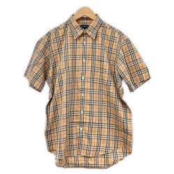 ◆◆ BURBERRY GOLF バーバリー ゴルフ 半袖シャツ Lサイズ チェック メンズ ベージュ Aランク