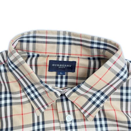  BURBERRY GOLF バーバリー ゴルフ 半袖シャツ Lサイズ チェック メンズ ベージュ