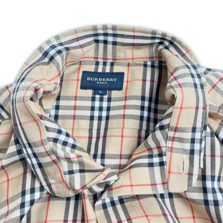  BURBERRY GOLF バーバリー ゴルフ 半袖シャツ Lサイズ チェック メンズ ベージュ