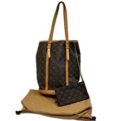 ◆◆ LOUIS VUITTON ルイヴィトン トートバッグ モノグラム バケット27 ポーチ付 ベタ有 M42236 ブラウン Cランク